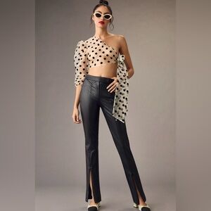 Maeve Faux Leather Ankle-Zip Pants